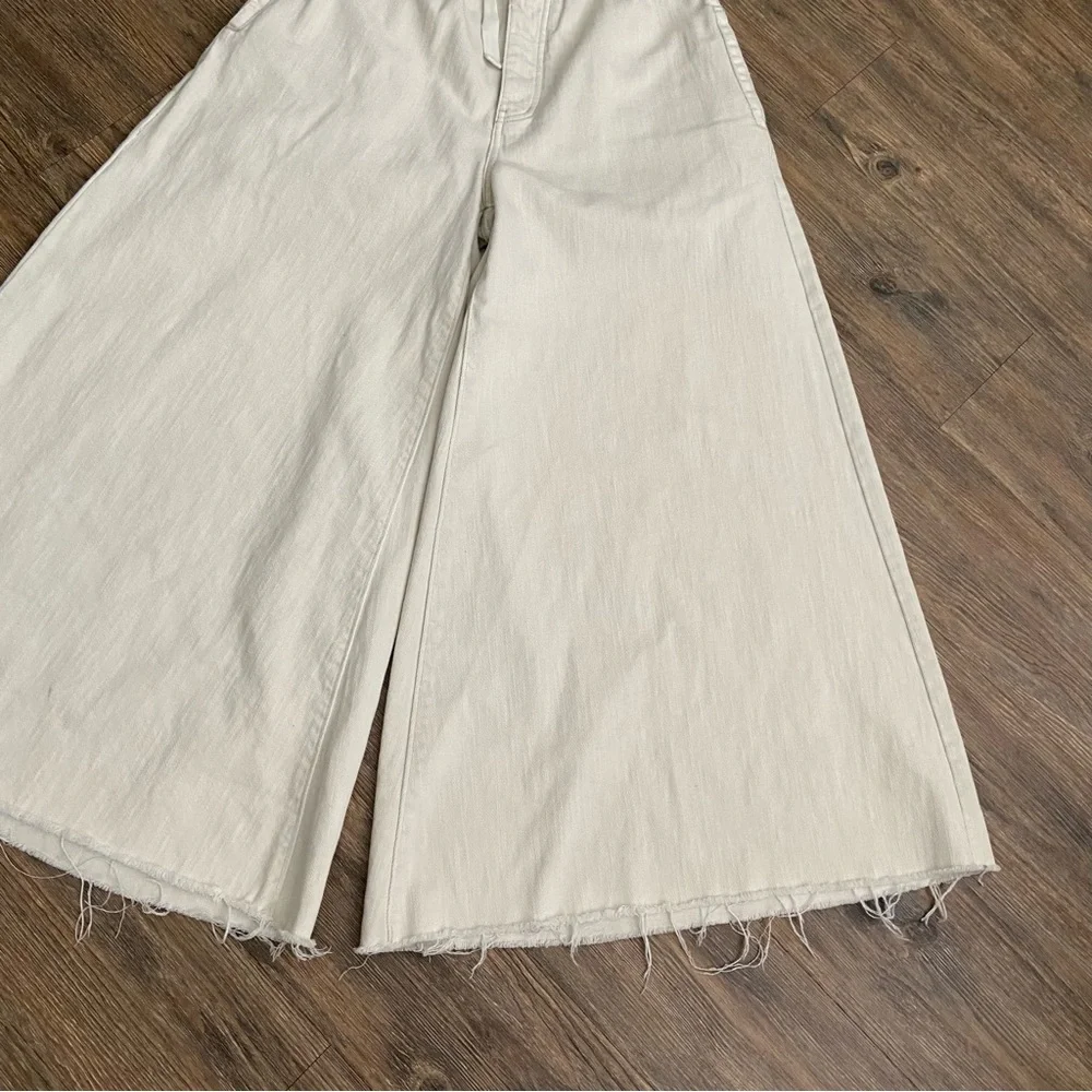 We the Free Free People Cream Wide-Leg Denim Pants XSMALL - Picture 5 of 10